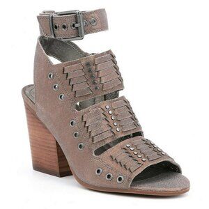 Latigo Alanis Leather Metallic Ankle Strap Sandal Heels Sz 8